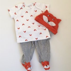 NWOT Carter's 3 piece set fox outfit -size 6m
